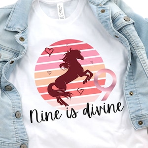 9th birthday horse shirt girl, 9 birthday girls shirt, ninth birthday shirt, girls birthday shirt 9, nine birthday shirt, birthday gift