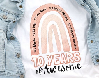 10th Birthday Shirt, Girl, 10th Birthday TShirts, Ten Year Old Birthday Girl Shirt, 10 Year old Birthday, Birthday Countdown