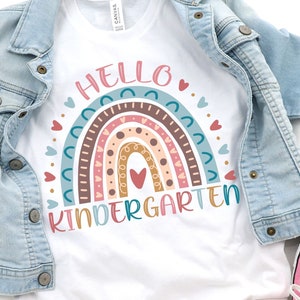 Kindergarten Shirt Girls, First Day of Kindergarten Outfit, Gift, Hello Kindergarten Rainbow T-Shirt, Back to School Shirt, Kids 1st Day Tee