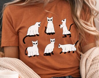 Cat Halloween Shirt, Ghost Cat TShirt, Halloween Tee, Halloween Cat Shirt, Cat Lover Shirt, Black Cat Shirt, Spooky Seizoen, Halloween Cadeau