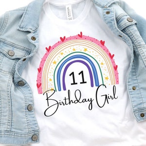 Camisa de cumpleaños número 11, niña, camisetas de cumpleaños número 11, camisa de cumpleañera de once años, cumpleaños de 11 años, cuenta regresiva de cumpleaños