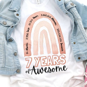 7th Birthday Shirt, Girl, 7th Birthday TShirts, Seven Year Old Birthday Girl Shirt, 7 Year old Birthday, Birthday Countdown, Gift