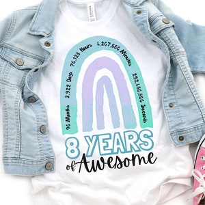 8th Birthday Shirts, Girl, 8th Birthday TShirts, Eight Year Old Girl Shirts, 8 Year old Birthday, 8th Birthday Shirt, Gift