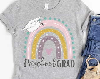 Preschool Grad Shirt Girls, Pre Kindergarten Tee, Pre-K Graduation Outfit, Gift, Hello Kindergarten Rainbow T-Shirt, Graduation Gift