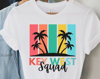 Camisetas de Key West Squad, camisetas para vacaciones en la playa, fin de semana de chicas, escapada, camisetas de verano, camisetas de playa, vacaciones de verano, familia, camisetas a juego