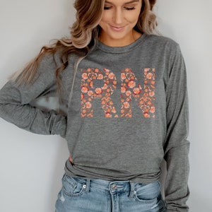 RN Shirt Women, RN Registered Nurse T Shirt, Nurse Tshirt for Mom, Nursing T-shirt, Gift for Registered Nurse, RN Graduation, Long Sleeve