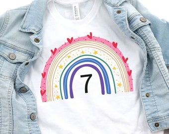7. Geburtstag Shirt, Mädchen, 7. Geburtstag TShirts, Siebenjährige Geburtstag Mädchen Shirt, 7 Jahre alter Geburtstag, Geburtstag Countdown, Geschenk
