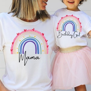 Mom of the Birthday Girl shirt, Matching Birthday Girl Shirts, Mama, Mommy, Dad of the birthday girl, Outfit, Gift, Rainbow, Party, t-shirt