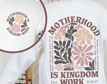 Motherhood Is Kingdom Work Digital Download SVG Mothers Day Shirt PNG Mother'S Day Gift Cute Trendy Christian PDF Files For Sublimation