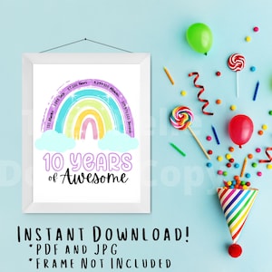 10 Jahre Geburtstagskarte, 10 Jahre Geburtstagskarte, 10 Jahre Geburtstagskarte, 10 Jahre Geburtstagskarte, 10 Jahre Geburtstagskarte, Sofortbild, Printable