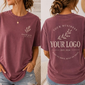 Comfort Colors Custom Logo Shirt, Boutique Business Sweatshirt, Small Shop Apparel, Personalized Business Tee, Brand Merchandise image 1