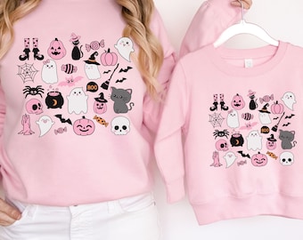 Mama and me Halloween, Retro Distressed Spooky Season Mama Sweatshirt, Halloween Mommy and Me Outfits, Halloween Family Matching Sibling