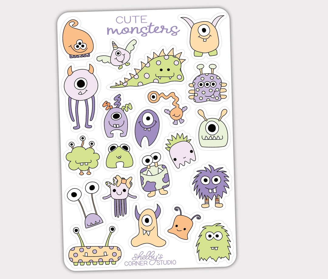 Kawaii Monster Planner Sticker Sheet Bundle | Journal & Scrapbooking ...