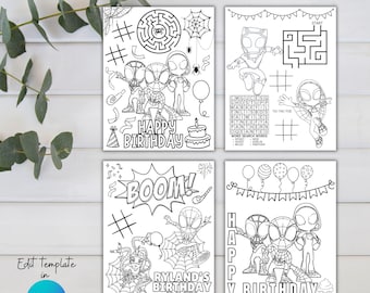 Spidey and His Amazing Friends Coloring Pages | Printable Coloring Sheets | Spidey Birthday Party Activity | Kids Party Fun Instant Download