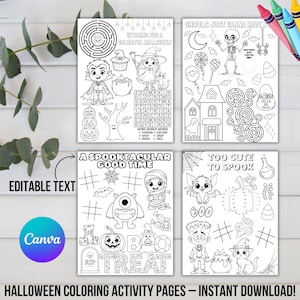 Halloween Coloring Pages for Kids, Printable Halloween Activity Sheets, Trick or Treat Games, Cute Spooky Worksheets, Instant Download