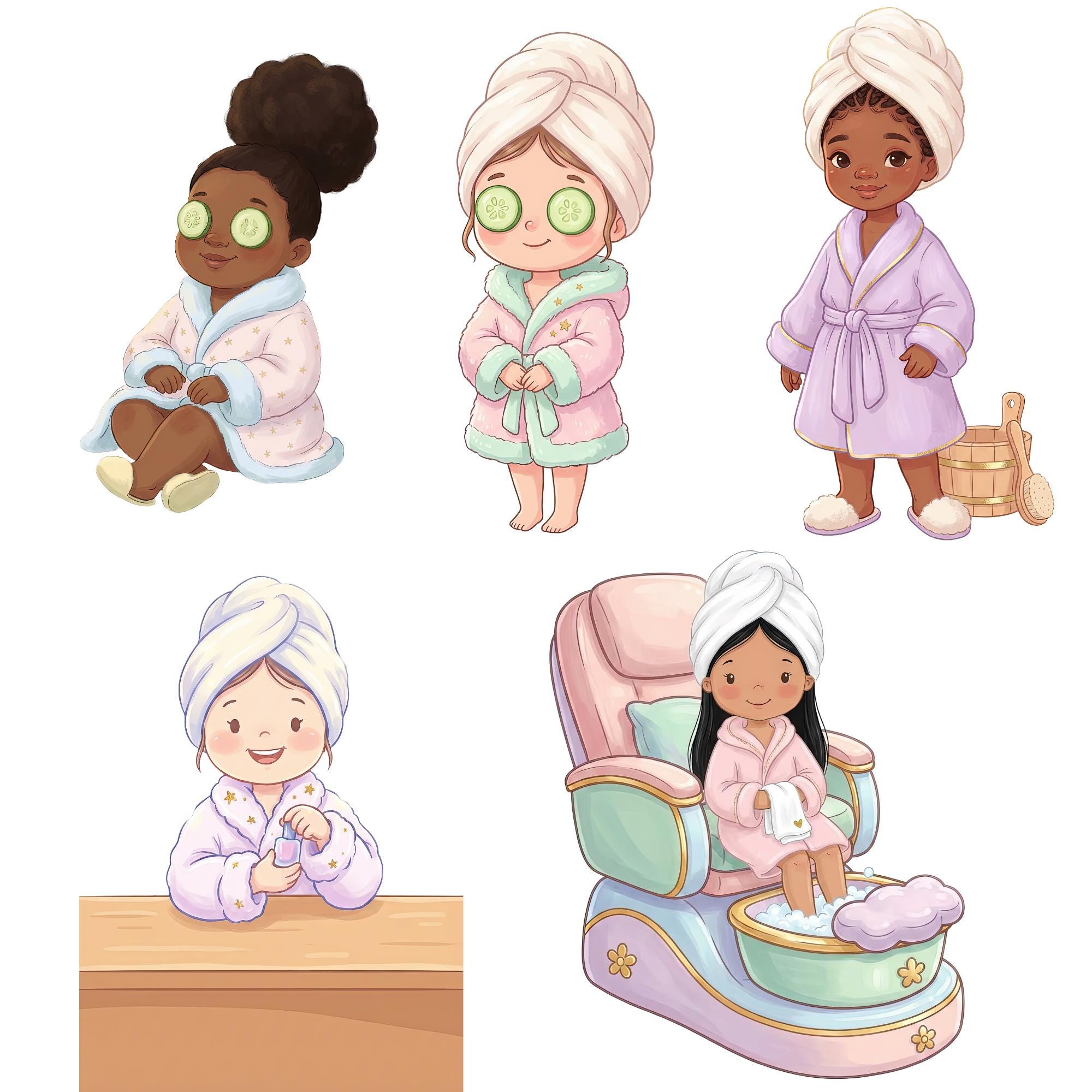 Spa Party Girls Clipart Bundle, Spa Day Birthday PNG, Pamper Party ...
