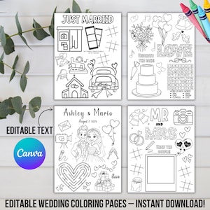 Editable Wedding Coloring Pages for Kids – Fun Reception Activity, Wedding Activity, Printable Activity Reception Game Sheet,Bride and Groom