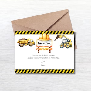 Bewerkbare verjaardagskaart bouw, bedankkaart bouwfeest, dumptruck, bouwdecor INSTANT SJABLOON DOWNLOAD