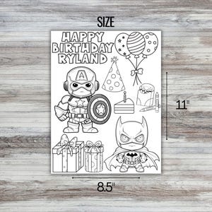 Avengers Birthday Coloring Pages-sheets, Editable Superhero Party Kids ...