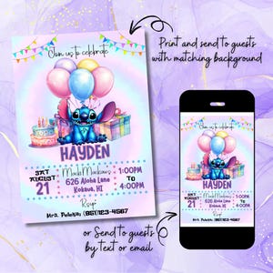 Invitation de fête d'anniversaire au point modifiable - Lilo & Stitch Party - thème d'anniversaire pour enfants - Invitation imprimable - fête hawaïenne - téléchargement numérique