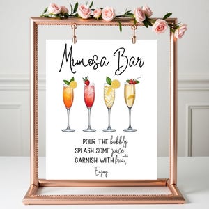 Minimalist Mimosa Bar Sign, Modern Mimosa Bar Sign, Editable Bridal Shower Mimosa Bar Sign Decor , DIY Bubbly Bar Sign,  Instant Download