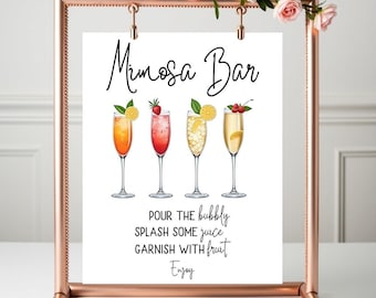 Minimalist Mimosa Bar Sign, Modern Mimosa Bar Sign, Editable Bridal Shower Mimosa Bar Sign Decor , DIY Bubbly Bar Sign,  Instant Download