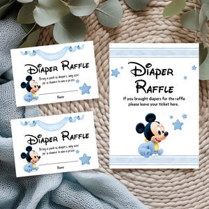 Sign-ticket Mickey Mouse luierloterij, Disney Mickey babyshower thema-decoraties, blauwe baby Mickey, Oh Boy mm01 bewerkbaar INSTANT DOWNLOAD