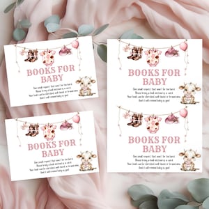 Cowgirl Printable Books for Baby Request, Baby Shower Invite Insert, Baby Shower Book Request, Library Insert, CG10 Editable  Download