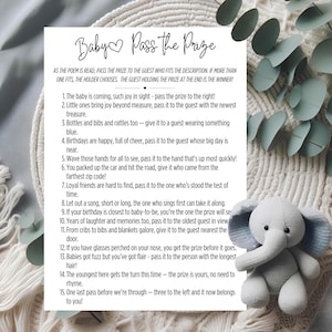 Baby Shower Pass the Prize Game, Printable Baby Shower Activity, Editable Baby Shower Games, Minimalist Gender Neutral Template, Sprinkle