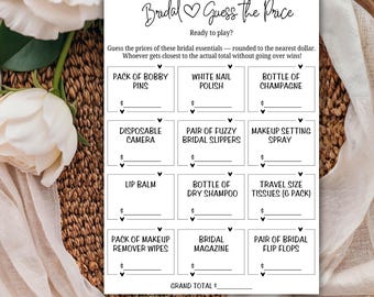 Bridal Shower Game Guess the Price, Bride Guess the Price, Price Guessing Game, Bridal Shower Games Printable, Editable Instant Download