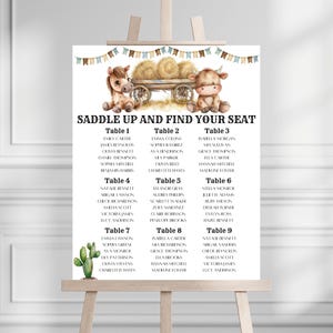 Tabla de Asientos Imprimible de Vaquero, Plantilla de Asignación de Mesas del Oeste, Pequeño Vaquero, Vaquero del Oeste, cg01 Editable