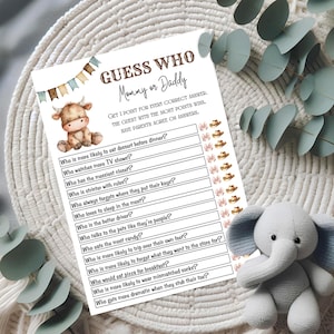 Gioco Baby Shower Cowboy Indovina Chi, Giochi Baby Shower Stampabili, Rodeo Cowboy Shower, Piccolo Cowboy in Arrivo, cg01 Download Istantaneo Modificabile