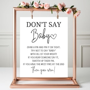 Don&#39;t Say Baby Shower Game, Baby Shower Games Printable, Baby Shower Sign, Baby Shower Activity, Modern Gender Neutral, Editable Template