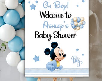 EDITABLE Mickey Mouse Baby Shower Welcome Sign, Disney Mickey Shower Decoration, Blue Mickey, Oh Boy, Mickey Baby Sign mm01 INSTANT DOWNLOAD
