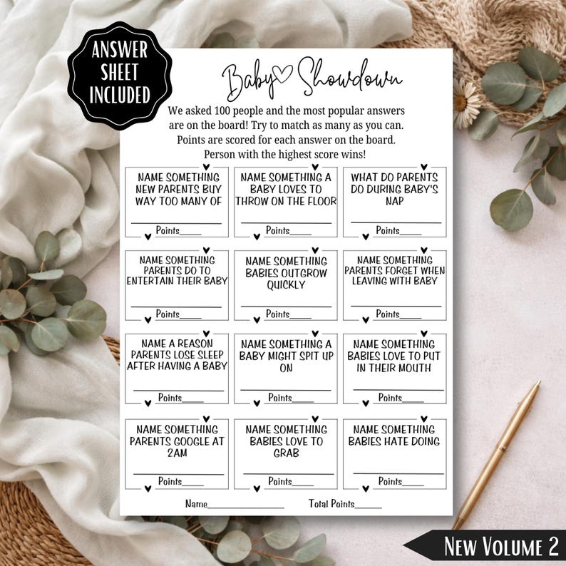 Baby Shower Showdown Game – Baby Shower Games Printable, Fun Baby Shower Game, Baby Shower Activity, Gender Neutral Editable Template image 7