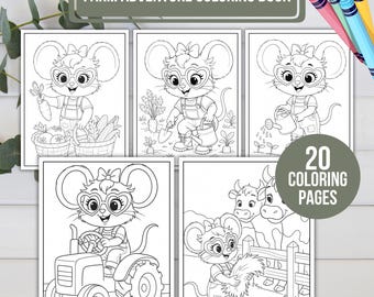 Farm Coloring Book for Kids, Printable Barn Animal Coloring Pages, Barnyard Activity