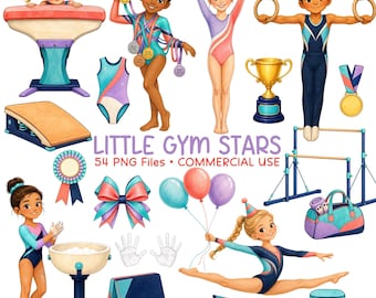 Gymnastics Clipart, Gymnastic PNG, Gymnast Girl & Boy Graphics, Commercial Use