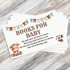 Cowboy afdrukbare boeken voor babyverzoek, babyshoweruitnodiging invoegen, babyshowerboekverzoek, bibliotheekinvoeging, cg01 bewerkbare Instant Download