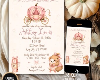 Pink Halloween Baby Shower Invitation | A Little Boo Is Almost Due | Ghost Baby Shower Invite | Editable Template
