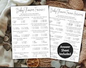 Baby Shower Trivia Game Printable: Quiz Activity, Gender Neutral Shower, Editable Template