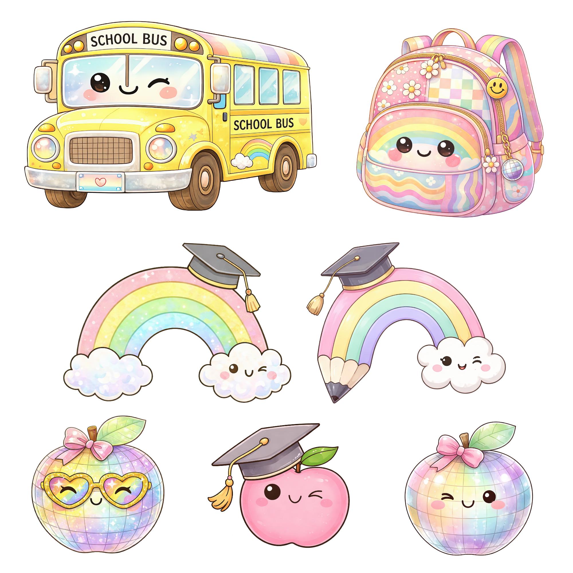 Graduation Clipart PNG Set, Class of 2026 Clip Art, Groovy Grad ...