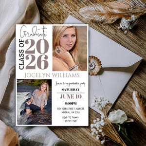 Graduation Invitation 2026, Editable Senior Photo Announcement, Modern Grad Invite Design, High School-College image 6