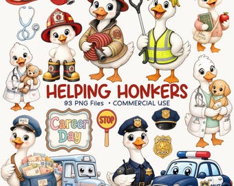 Community Helpers Clipart Bundle PNG, Career Day Clip Art, Classroom Helpers Graphics, Preschool School Occupations, Commercial Use
