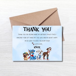 Dog Party Thank You Card | Barkleys™ Printable Puppy Party Card | Editable Kids Blue Dog Birthday Thank You Note | Birthday Instant Download