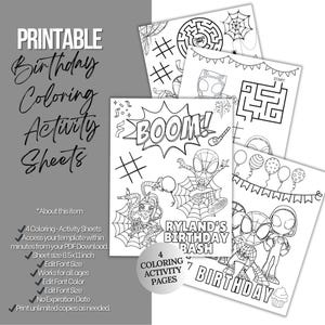 Avengers Birthday Coloring Pages-sheets, Editable Superhero Party Kids ...