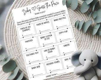 Baby Shower Game Guess the Price, Baby Price Guessing Game, Guess The Price, Baby Shower Games Printable, Gender Neutral, Editable Template