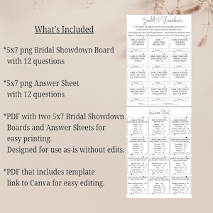 Bridal Shower Showdown Game, Bridal Shower Game Printable, Bride Trivia Game, Bridal Party Activity, Editable Template image 3