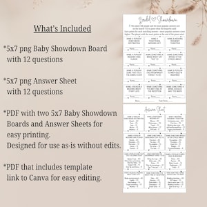 Baby Shower Showdown Game – Baby Shower Games Printable, Fun Baby Shower Game, Baby Shower Activity, Gender Neutral Editable Template image 3