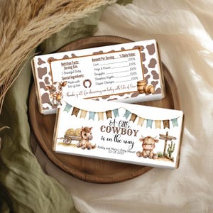 Cowboy babyshower Hershey's chocoladereep wrappers, rodeocowboy baby, snoeppapiertje, Western Little Cowboy, cg01 bewerkbare Instant Download