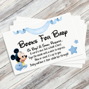 Livres à imprimer Mickey pour demande de bébé, insertion d'invitation à une baby shower, demande de livre pour baby shower, insertion de bibliothèque, téléchargement immédiat modifiable mm01